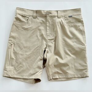 Simms Skiff Fishing Shorts Stretch Performance Men’s Size 36 x 8.5 Beige Tan